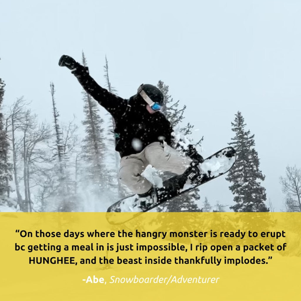 Abe testimonial for Hunghee Energy – clean primal fuel trusted by snowboarders, skiers, and outdoor adventurers