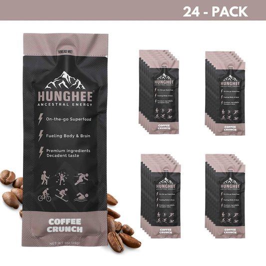 Hunghee Coffee Crunch 24-pack – animal-based keto snack with ghee, honey, and sea salt for athletes and adventure fuel