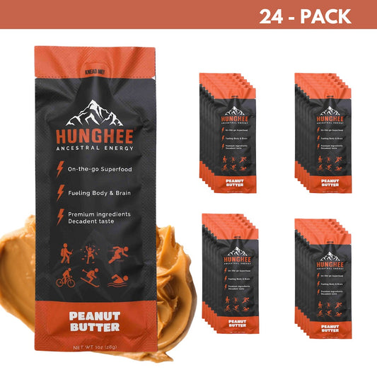 Hunghee Peanut Butter 24-pack – primal energy snack with ghee, honey, and peanut butter for keto athletes and bikers