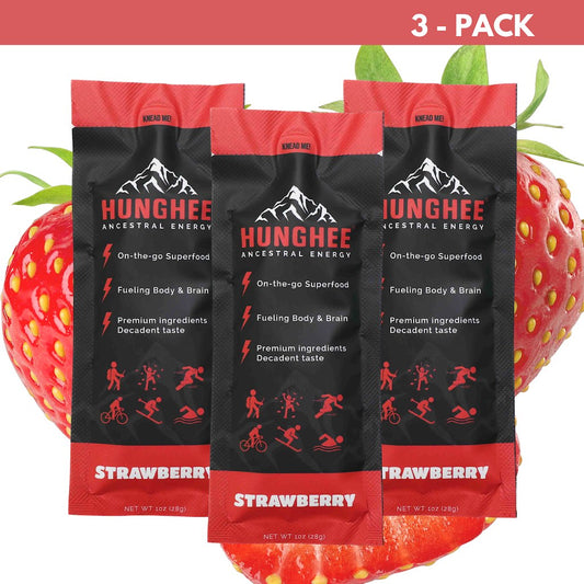 Hunghee Strawberry Energy 3-pack – animal-based keto snack with ghee, honey, and sea salt for athletes and recovery