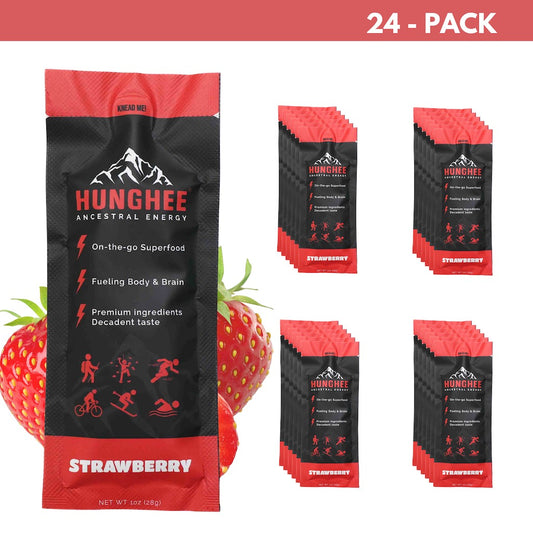 Hunghee Strawberry 24-pack – primal energy snack with ghee and honey for keto athletes and natural pre-workout fuel