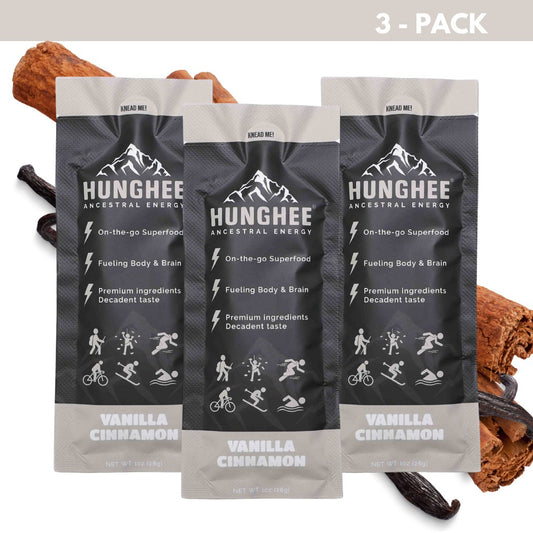 Hunghee Vanilla Cinnamon Energy 3-Pack – animal-based keto snack with ghee, honey, and salt for athletes
