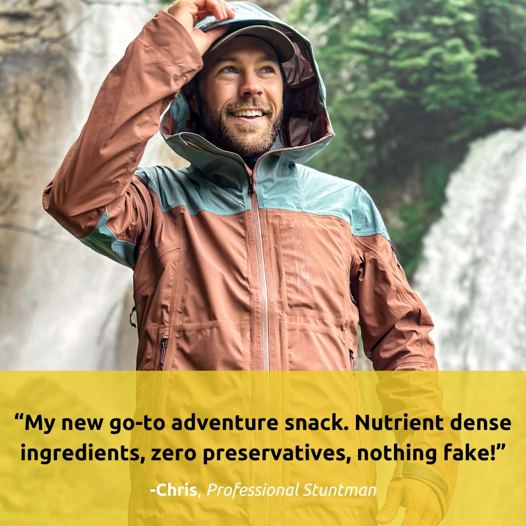 Chris testimonial for Hunghee Energy – clean adventure snack with natural ingredients and no preservatives