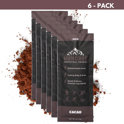 Hunghee Energy Cacao 6-pack – ancestral chocolate snack made with grass-fed ghee, honey, and sea salt for primal performance