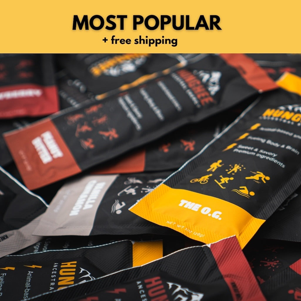 Hunghee Energy 12 Pack– ancestral performance snacks made with ghee, honey, and sea salt for fat adapted endurance fuel