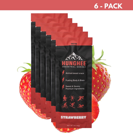 Hunghee Strawberry Energy 6-pack – animal-based keto snack with ghee, honey, and sea salt for athletes and recovery