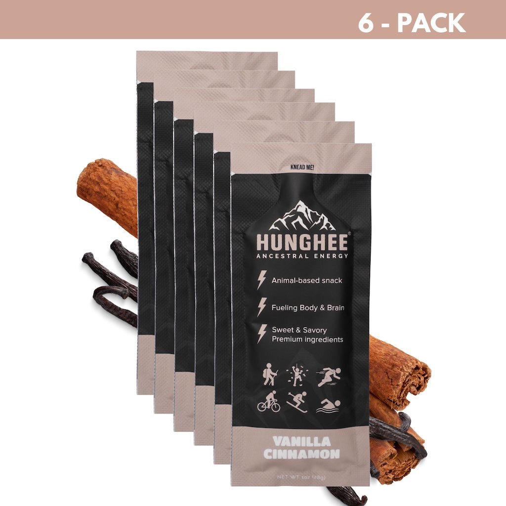 Hunghee Vanilla Cinnamon Energy 6-Pack – animal-based keto snack with ghee, honey, and salt for athletes