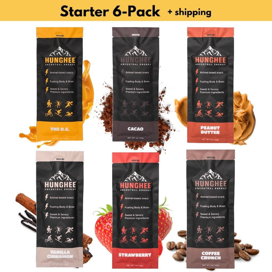 Hunghee Energy Variety 6-pack – ancestral performance snacks made with ghee, honey, and superfoods for keto endurance fuel