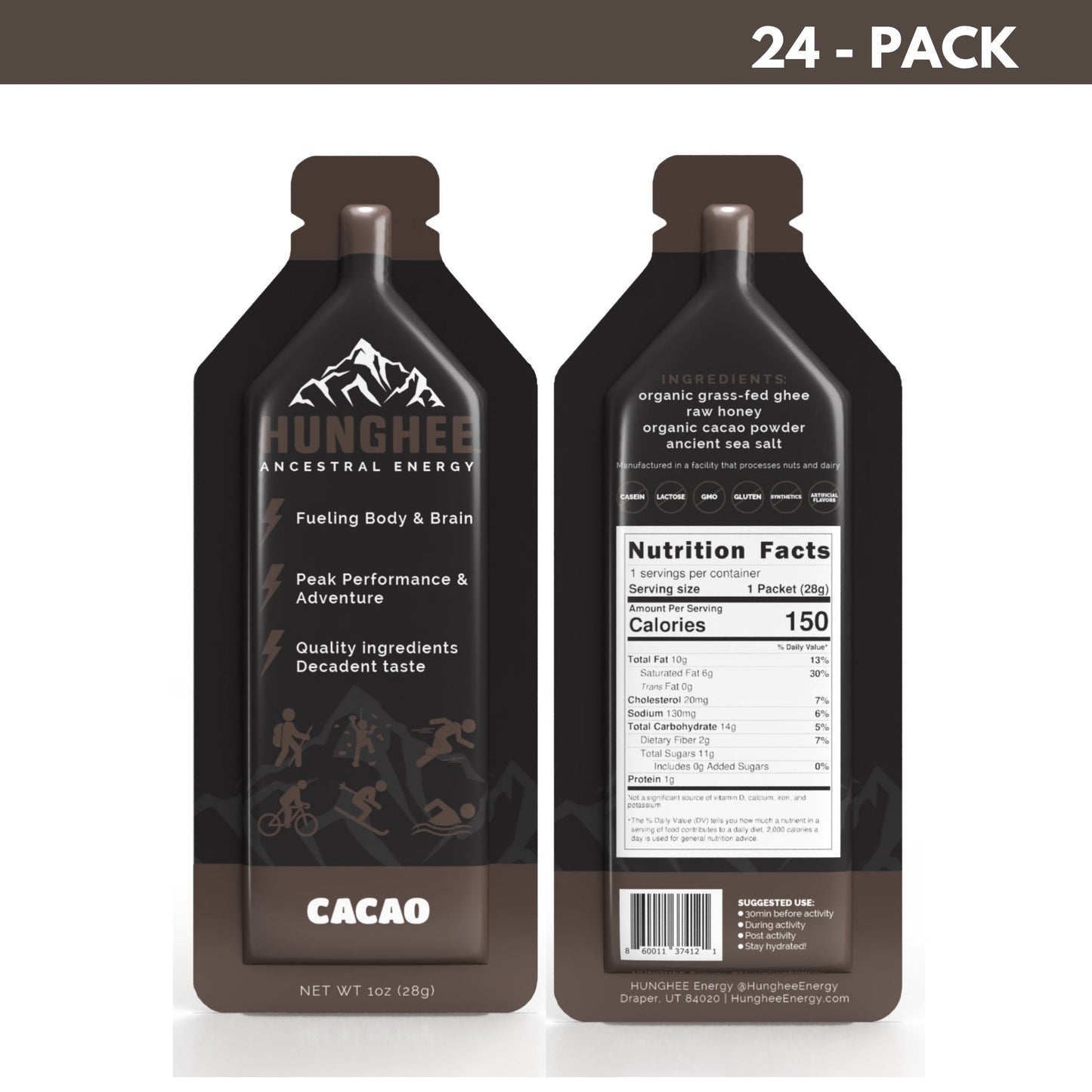 Cacao Hunghee Ancestral Energy Salt Lake City, Utah. Best Carnivore Energy Gel for Sport Nutrition, Endurance, Climbing