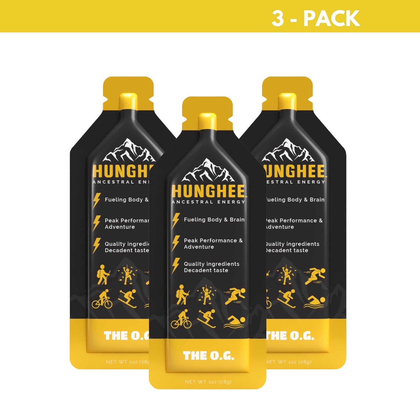 The O.G 3 Pack Hunghee Ancestral Energy Salt Lake City, Utah. Best Carnivore Energy Gel for Sport Nutrition, Ghee, Honey, Sea Salt