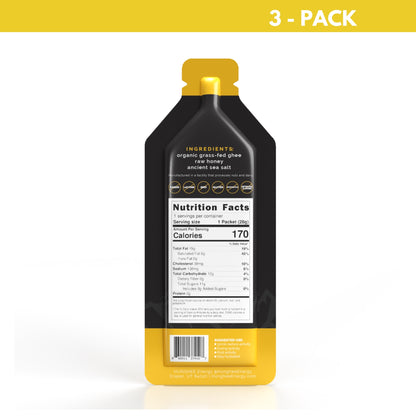 The OG 3 Pack Hunghee Ancestral Energy Salt Lake City, Utah. Best Carnivore Energy Gel for Endurance Nutrition, Ghee, Honey, Sea Salt