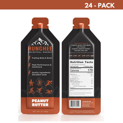 Peanut Butter Hunghee Ancestral Energy Salt Lake City, Utah. Best Carnivore Energy Gel for Sport Nutrition, Endurance, Skiing