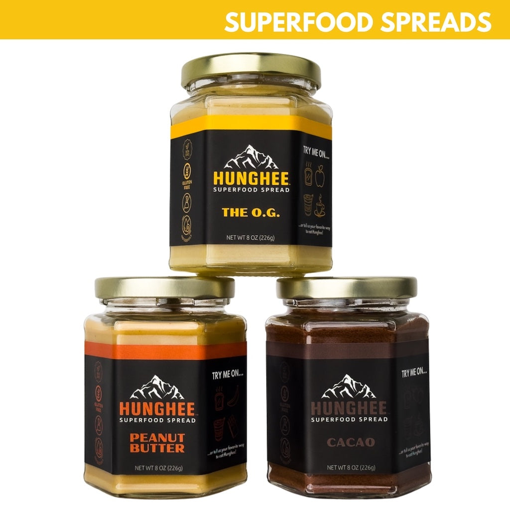 Hunghee Superfood Spread Trio Salt Lake City, Utah. Best Carnivore Energy Gel for Sport Nutrition, Endurance, Gymnastics